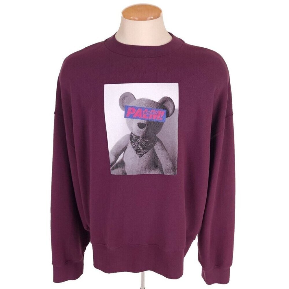Palm Angels Teddy Bear Print Sweatshirt L Mens Plum